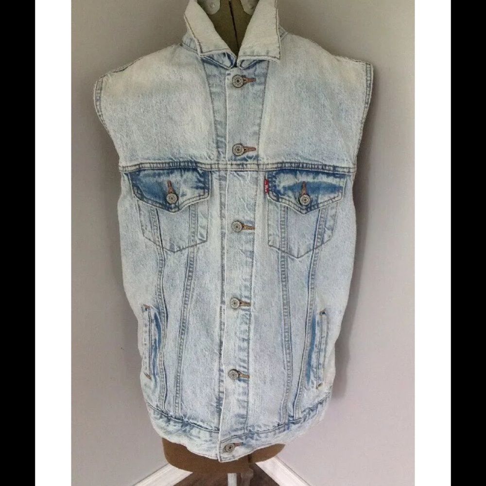 VINTAGE LEVIS  TRUCKER  ACID WASH VEST MENS L